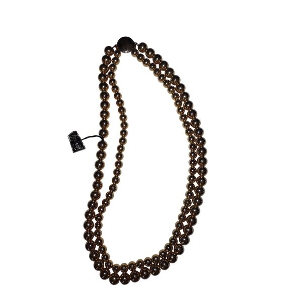 Garicraft Vtg Necklace Double Strand Gold Tone Plastic Pearls Round Beads 20" - Picture 3 of 7